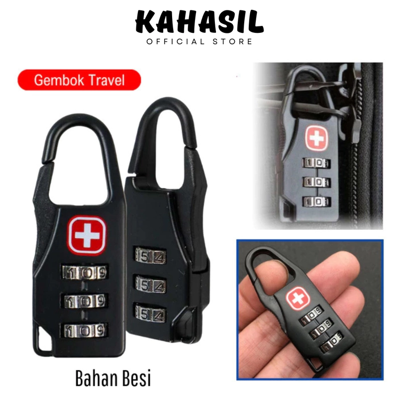 Product image KAHASIL - Gembok Koper Anti Maling Kuat Umroh Haji Travel Kode Angka all variant Hitam